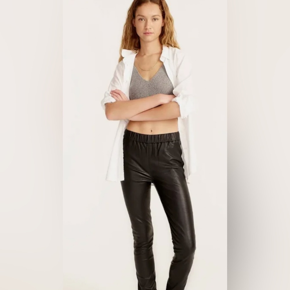 J Crew black leather pants sz 4